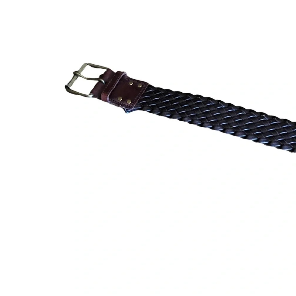 American Living Brown Woven Leather Belt Large